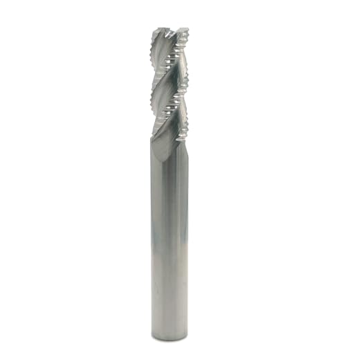 Image of HRC45 3Flutes Tungsten Solide Carbide Roughing End Mills for Cutting Aluminium with no Coating CNC Router Bit Wood Metal milling Cutter Shank Dia 3 /8 inches (1pc, Shank Dia 3 /8 inch)