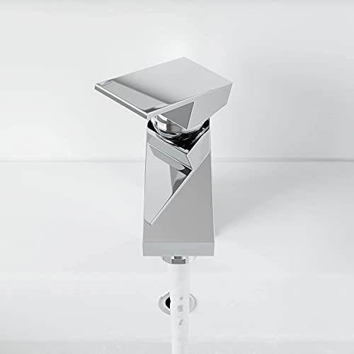 Architeckt® Ibbardo Bathroom Basin Sink Mixer Tap Modern Mono Square Single Lever Handle Faucet for Sinks, Chrome - Image 3