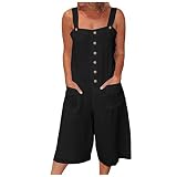 XIAXOGOOL Bohemian Floral Jumpsuits for Women Dressy Linen Bottom Down Bib Overalls Oversized Graphi