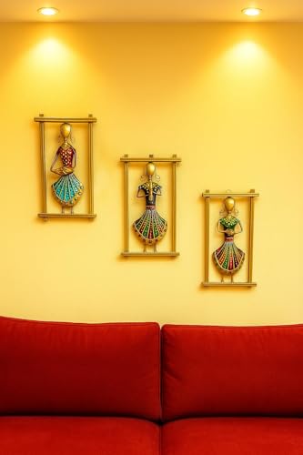 Image of Rajasthani Decorative Items Metal Frame (12 x 6.5 Inch) | Home decoration Item for living room Wall Hangings Traditional Wall Decor for Living Room & Home Decoration | Artistic Wall Hanging metal wall decor | Wall Decor Items for Home