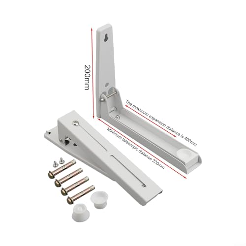 Niceminiwall Retractable Folding Oven Rack Wall Mounted Microwave Stand for Kitchen Space Saving Foldable Shelf Made of Cold-Rolled Steel with 400mm Extension Length(white) - Image 4