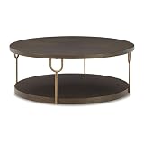 Signature Design by Ashley Brazburn Contemporary Round 42' Coffee Table, Metallic & Brown Finish