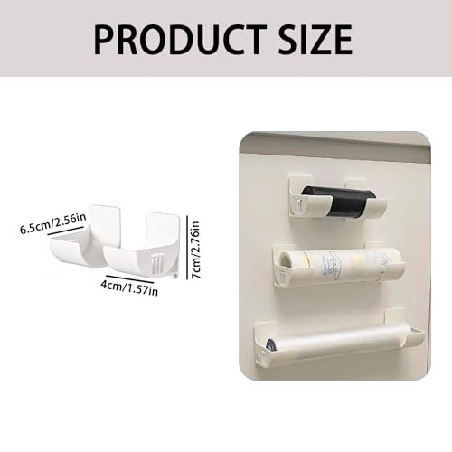 inki Alufolie Halter Schranktür Organizer Wandregal Selbstklebend, 2 Set Alufolie Halterung für Backpapier, Zinnfolie, Wachspapier, Speisekammertür, Wand Montierter Müllsack Organisator, Weiß