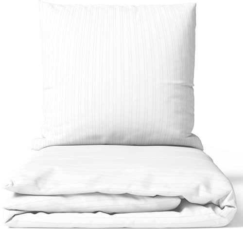 Leonado Vicenti Satin Bettwäsche 135x200 cm Weiss | 100% Baumwolle Damast | 4-Jahreszeiten Set mit Kissenbezug 80x80 cm | Premium Qualität | Weich &...