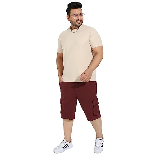 Image of Instafab Plus Men's Cargo Shorts for Casual Wear | 6 Pockets | Plus Size Fit | Button Closure | Cotton Poly Cargo Shorts Crafted with Comfort Fit for Everyday Wear