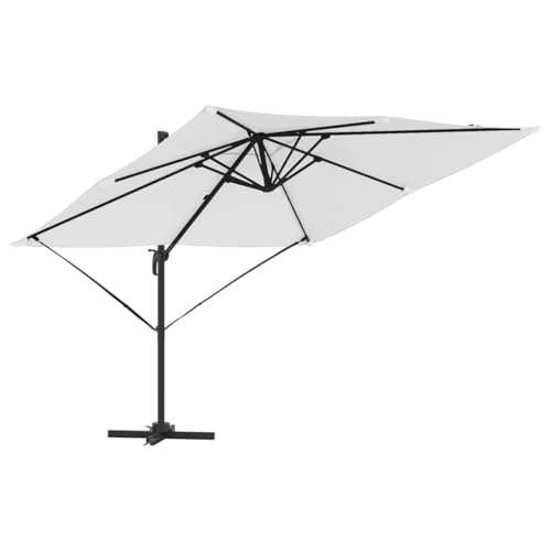Sombrilla de jardin de aluminio rectangular con manivela e inclinacion beige 286x284