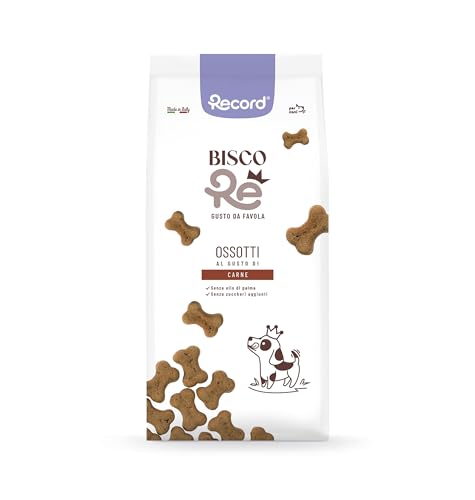 Record - BiscoRe Biscotti per Cani Carne, formato da 1kg Snack Croccanti e Naturali, Cotti al Forno, Senza Conservanti né Olio di Palma, Leggeri, Digeribili e Gustosi