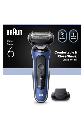 Rasoir électrique homme Braun Series 6 62-B1200s bleu étanche avec tondeuse de précision