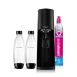 Sodastream Terra Value Pack Sparkling Water Maker with 2 x 1 L Dishwasher Safe Cast Bottles and 1 x Quick Connect CO2 Cylinder for Making up to 60 L of Sparkling Water, Matt Black
