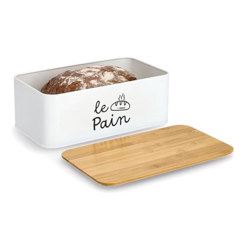 Zeller 25167 - Portapane Le Pain, in metallo/bambù, colore: Bianco