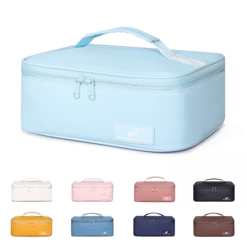 NOL Natural Organic Lifestyle Insulated Lunch Bag for Adults –Compact Cooler Lunch Box with Food-Grade Lining, Waterproof Lunch Bag for Work, Travel | Portable Thermal Meal Tote with Handle,Light blue