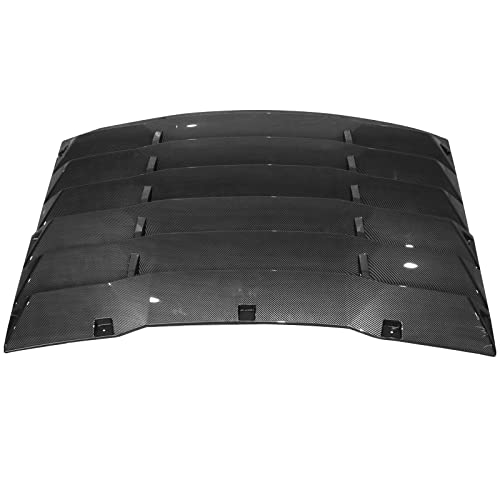 Ikon Motorsports, Rear Window Louver Compatible With 2011-2023 Dodge Charger, Carbon Fiber Print Abs Plastic Ikon Style 2Pc Rear Windshield Cover Sun Shade Vent, 2012 2013 2014 2015 2016 2017 2018 #TOP4