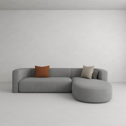 Image of Modern Classic L Shape Sectional Sofa Set, Chesterfield Style 4 Seater Sofa Set with Pillows for Living Room, Bedroom and Office and Hallway Colour (Grey L Shape AI)