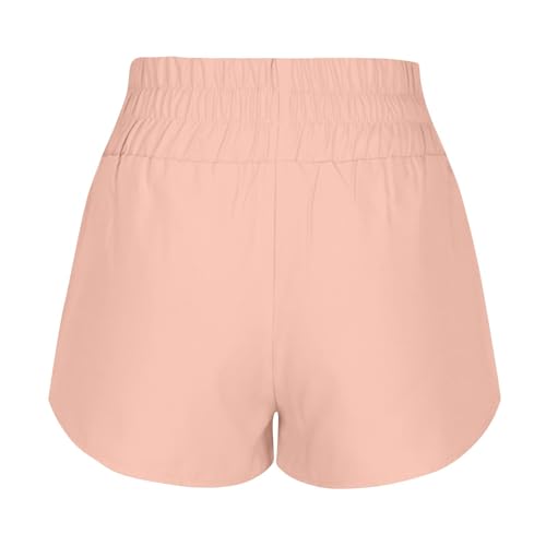 High Waisted Running Shorts for Women Summer Split Breathable for Athletic Tennis Gym Workout Shorts with Pockets Pink XL