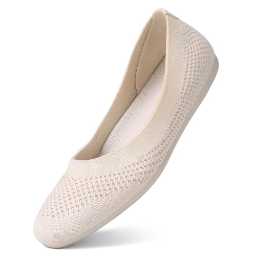 LUSWIN Women's Minimalist Ballet Flats,Beige EU42 - image 3