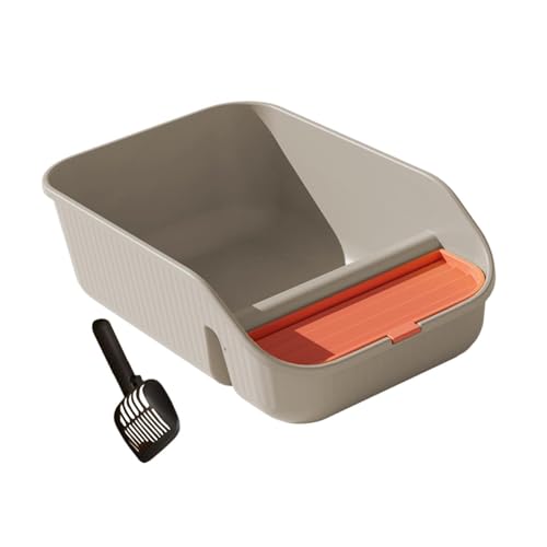 Caja de arena para gatos con pala, alta y abierta, gris miniatura 7