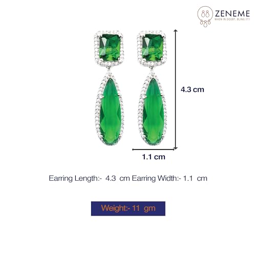 Teardrop Shaped Drop Earrings with American Diamond Studding