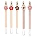 Baby's Breath 5 Pack Pacifier Clips with Adjustable Strap (14.5-18.3 in) - Handmade Boho Style Flower Design, Soft Textile Baby Holder Set for Girls, Neutral Colors for Any Outfit
