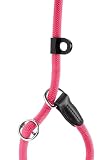 HUNTER Retriever-Hundeleine FREESTYLE, Farbe: neonpink, integrierte Halsung, stufenlos verstellbar, witterungsbeständig, pflegeleicht, griffig, robustes Tau mit Ledertipps, Größe: 10/170