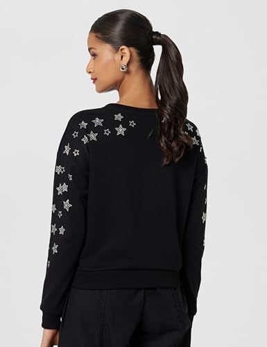 Image of Max Polyester Women Embellished Drop Shoulder Round Neck Sweatshirt