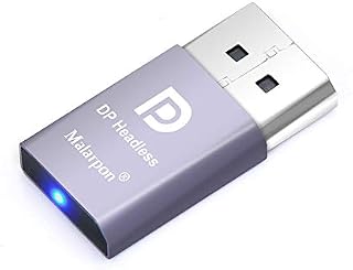 DispalyPort Headless Ghost Display Emulator with Blue Light for PC 4K DP Dummy Plug (fit Headless 1080@60Hz-3840x2160@17Hz) 1P