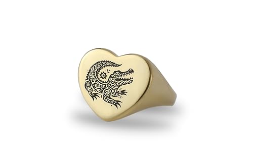 Bague en forme de coeur crocodile or 14k, affirmez votre style au quotidien