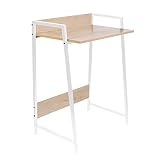 HOME DECO FACTORY HD6638 Gemini Blanc Mobilier Table Bureau Travail Home Office Teletravail, Acier Inoxydable, 64x42x84 cm