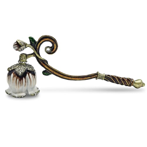 Amesuspes Candle Snuffer – Elegant Vintage Metal Candle Extinguisher with Floral and Rhinestone Design, Decorative Wick Snuffer Tool for Candle Lovers and Home Décor