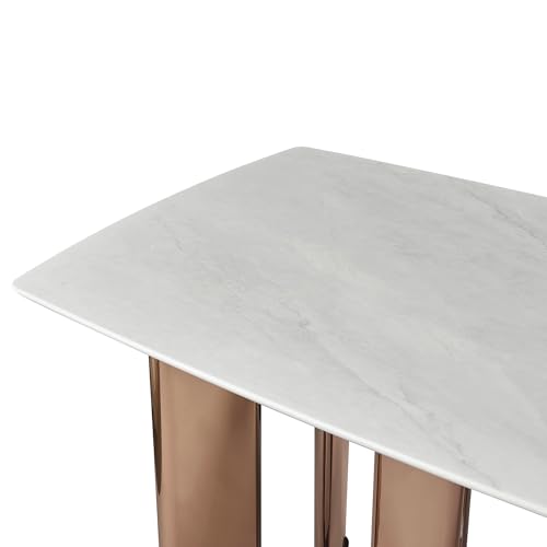 Image of The Attic Modern Crest 6 Seater Dining Set,Cream,Rose Gold & Cream,160Cms