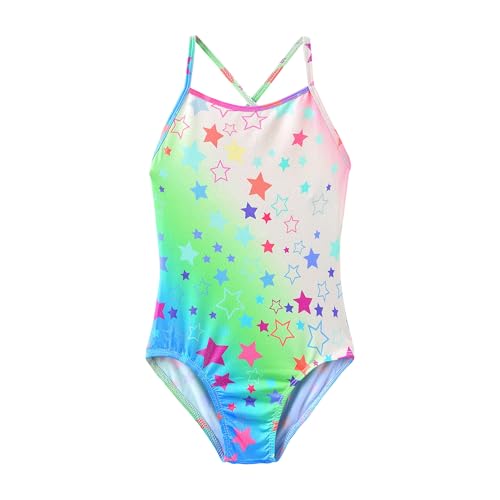 Image of iLover Girls Sparkle One Piece Swimsuits Crossback Swimwear Beach Bathing Suit with Adjustable Strap 4-10 Years