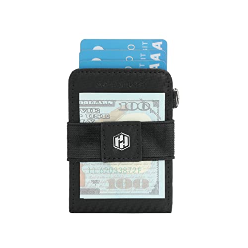 Hayvenhurst AirTag Wallet Holder - Minimalist Slim Front Pocket Wallet - Air Tag Genuine Leather Cash Credit Card Sleeve Wallet GPS Tracker (Black)4