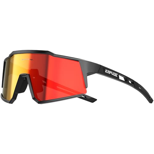 KAPVOE Gafas de Ciclismo Polarizadas con 1 Lente O 4 Lentes Intercambiables TR90 Gafas de Sol Deportivas Mujeres Hombres K9022