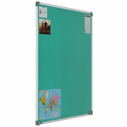 Image of Scholar Art Metis 4x4 Feet Fabric Pin Board for Home, Office & School | Vibrant & Versatile Crape Cloth + High Density Soft Board for Pinning Photos, Sticky Notes & Reminders (Emerald Green)