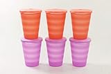 Original Tupperware TUPPERWARE Junge Welle Trinkhalmbecher 330ml pastellorange (3) + lila (3) Becher