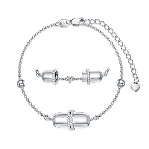 Capsule Gift 925 Sterling Silver Capsule Pill Bracelets April Birthstone Bracelet For Women Dainty Pill Link Jewelry Cubic Zircon Chain Bracelets For Girl Friends Mom Daughter (With Gift Box) #TOP21