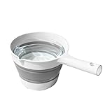Cucharón de agua plegable, a prueba de derrames, agarre ergonómico, cuchara para ahorrar espacio, para cocinar, ducha, preparación de comidas, camping, jardinería, jardineros, ama de casa, coci