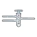 ACE GLASS 8212-28 High Vacuum Three-Way Oblique Stopcock with Oblique Bore Solid Plug, 4 mm Size