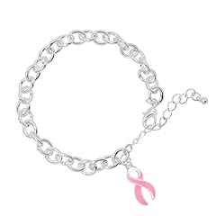 Large Pink Ribbon Charm Chunky Bracelet