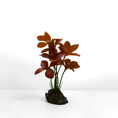 Image of JGbaby Artificial Aquarium Plants,Fish Tank Decorations Betta Leaf Hammock 7in Realistic Silk & Plastic Plants, Hideout Decor for Betta. Goldfish,Reptiles,Small Tanks (Red Type-A)