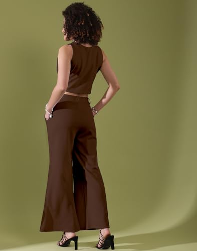 Image of SIRIL Women's Co-Ord Set Regular Fit Crop Top And Pant Set | Two Piece Co Ord Set | Formal Cord Set For Women