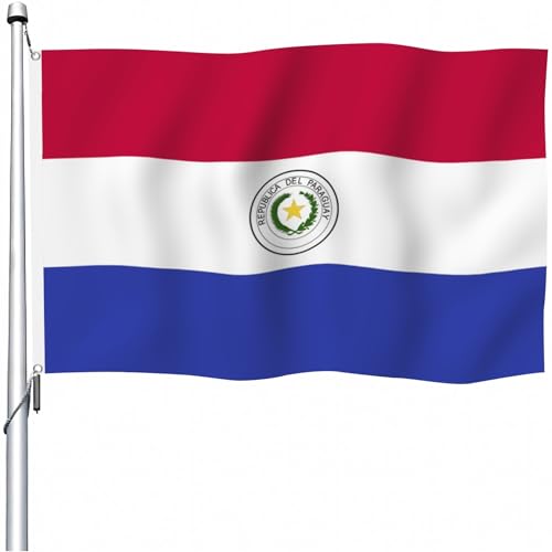 Bandera Paraguaya 90x150cm de Doble Cara con Anillos para Jardín Exterior