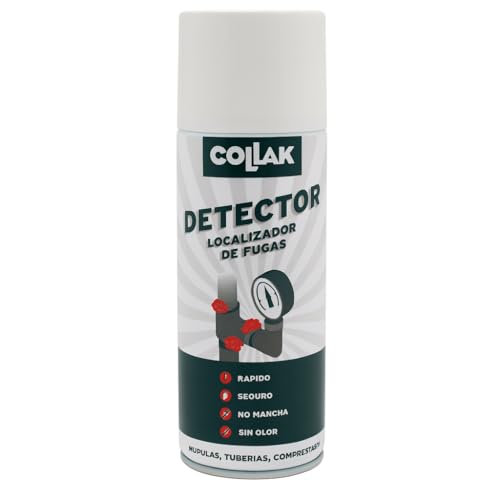 Collak - Detector de Fugas de Gas en Spray 400ml | Incoloro | Aplicación rápida en válvulas, Tubos y uniones | No corrosivo, Seguro para plásticos y Metales