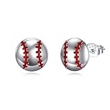 VONALA Sports Stud Earrings 925 Sterling Silver Soccer Volleyball Softball Baseball Football Tennis