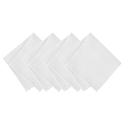 Laurel Solid Texture Water and Stain Resistant Fabric Dining Napkins, Set of 4, 17"x17", White