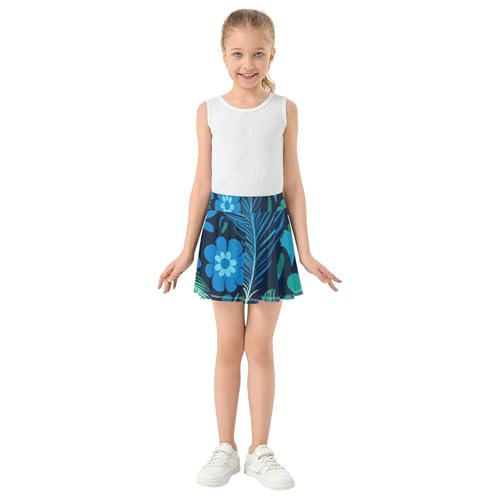 Joisal Tennis Skirts for Kids Blue Green Peacock Feathers Girls Skorts Athletic Shorts Outfit Girl Skort 4t3