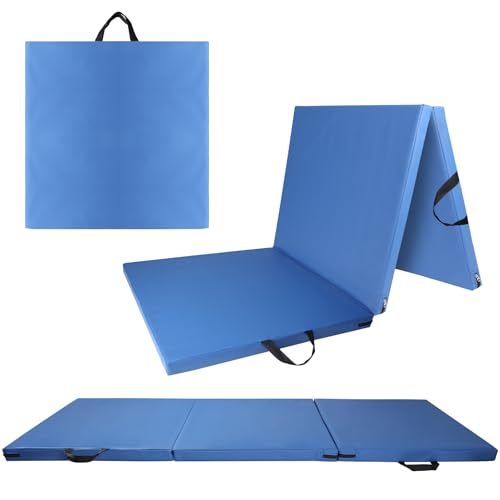 Tri-Fold Exercise Mat, 6ft x 2ft x 2in PU Foam Gymnastics Ma