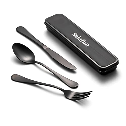 Travel Cutlery Set with Case Portable Silverware Utensils Set, 8inch Stainless Steel Reusable Flatware Set Cutlery Set for Camping Picnic Hiking
