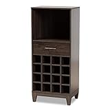 Baxton Studio Trenton Wine Cabinets, Dark Brown