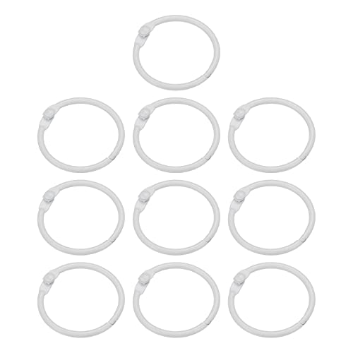 PATIKIL Loose Leaf Binder Rings 1 Inch, 10 Pack Metal Flash Card Book Binding Rings for Key Chain Index Card Scrapbooks, White