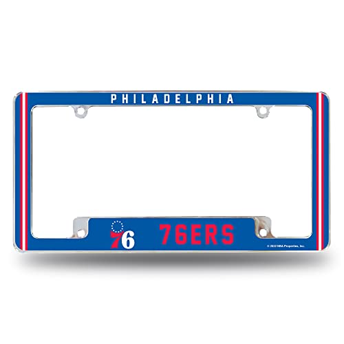 Rico Industries NBA Philadelphia 76ers Classic 12" x 6" Chrome All Over Automotive License Plate Frame for Car/Truck/SUV